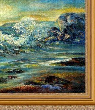Painting in Ornate Gold Canvas Frame