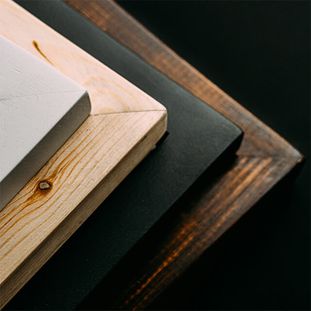 Close-up of wooden frame corners