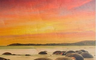 Rustic sunset wood print